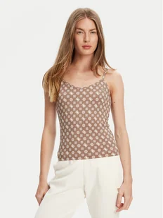 Guess Top V5YP11 MC03W Brązowy Slim Fit - Koszulki i topy damskie - miniaturka - grafika 1