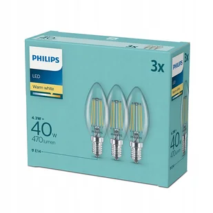3x Żarówka E14 Philips Led 4W 40W Filament Retro - Żarówki LED - miniaturka - grafika 1