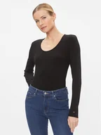 Bluzki damskie - Tommy Hilfiger Bluzka WW0WW41654 Czarny Slim Fit - miniaturka - grafika 1