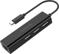 Huby USB - HUB USB Triton Hub Lention USB-C do 3x USB 2.0 + Ethernet Adapter czarny - miniaturka - grafika 1