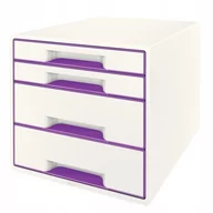 Półki na dokumenty - Leitz WOW Cube szafka z szufladami, fioletowy metalik 52132062 - miniaturka - grafika 1