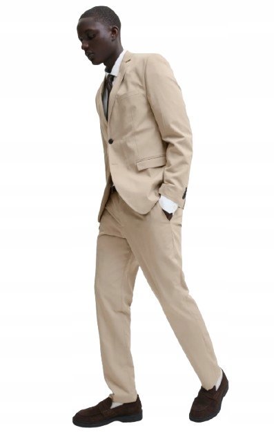 JACK&JONES BEŻOWE ELEGANCKIE SPODNIE CHINOS PROSTE 52 16BA
