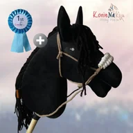 Maskotki i pluszaki - Hobby Horse Koń na kiju, Głowa konia, Czarny z czarnymi włosami, Kary black - miniaturka - grafika 1