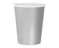 Dekoracje i nakrycia stołu na imprezę - Kubeczki pap. jednokolorowe srebrne, 270ml/14 szt. - miniaturka - grafika 1