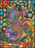 Kolorowanki, wyklejanki - Painting Velvet Kolorowanka welwetowa, ryby - miniaturka - grafika 1