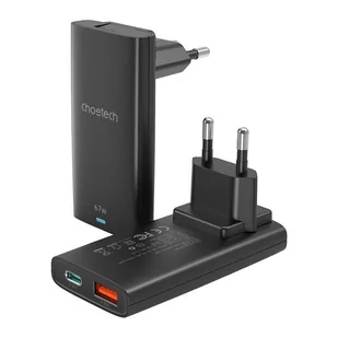 Mini ładowarka sieciowa podróżna Choetech PD6011 PD65W GaN slim USB-A+C  (czarna) - Ładowarki do telefonów - miniaturka - grafika 2