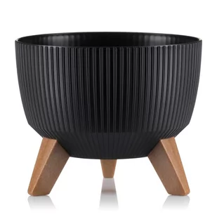 Doniczka Okrągła MISA CZARNA Eco Recykling NÓŻKI 24cm Czarna Loft Kwietnik - Donice - miniaturka - grafika 1