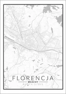 Plakaty - Florencja mapa czarno biała - plakat 70x100 cm - miniaturka - grafika 1