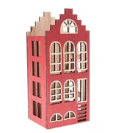 Świeczniki - Drewniany świecznik lampion świeca bordo na święta - miniaturka - grafika 1