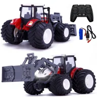 Zabawki zdalnie sterowane - TRAKTOR CIĄGNIK ZDALNIE STEROWANY ZE SPYCHEM NA PILOTA RC LEDY GUMOWE KOŁA - miniaturka - grafika 1