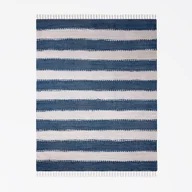 Dywany - Dywan patchworkowy MY-RUG, Aarav, 170x120, dywan Chindi niebiesko-biały, wykonany z resztek bawełny z recyklingu, ręcznie tkany, dwustronny, z frędzlami, prostokątny - miniaturka - grafika 1