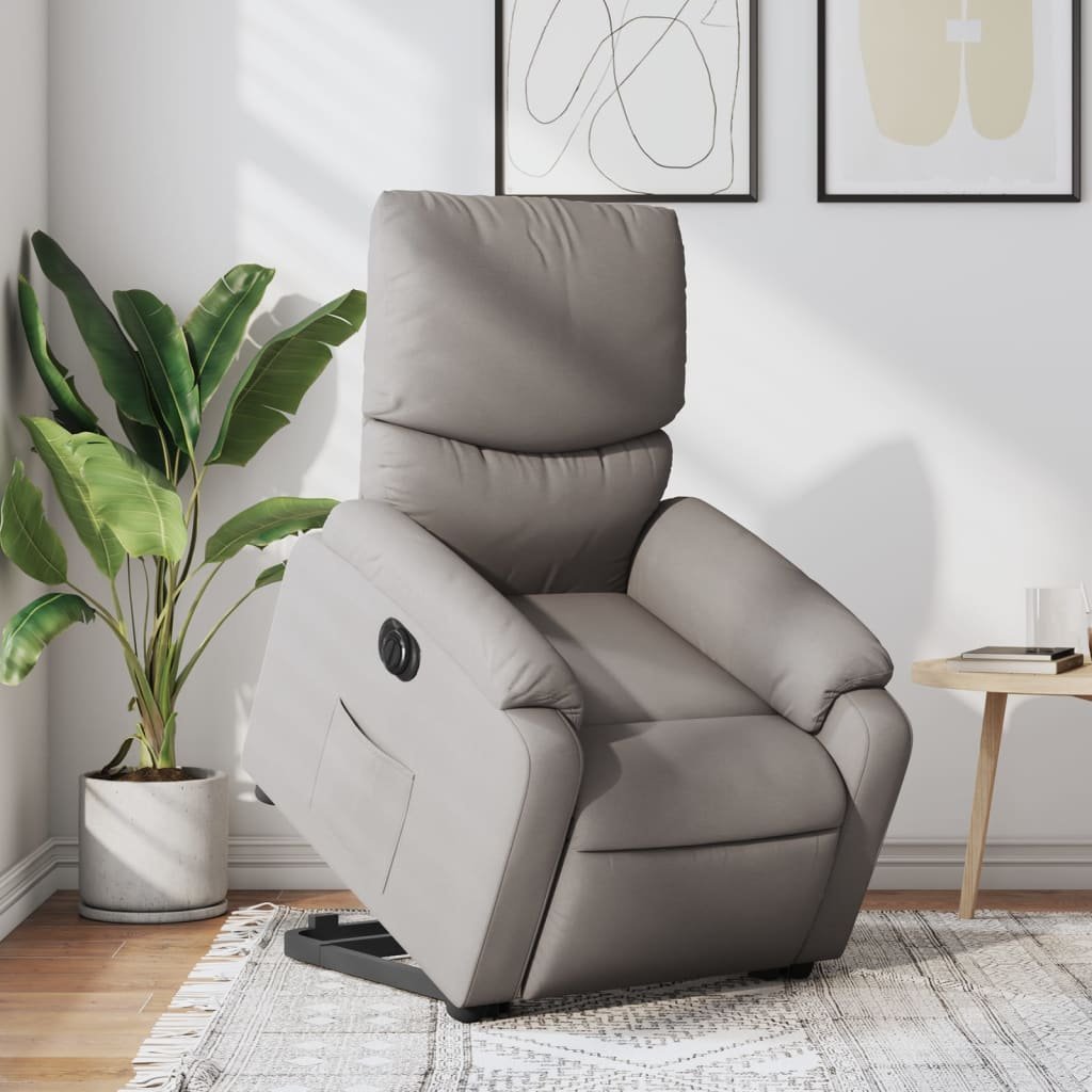 vidaXL vidaXL Podnoszony fotel rozkładany, elektryczny, kolor taupe, tkanina