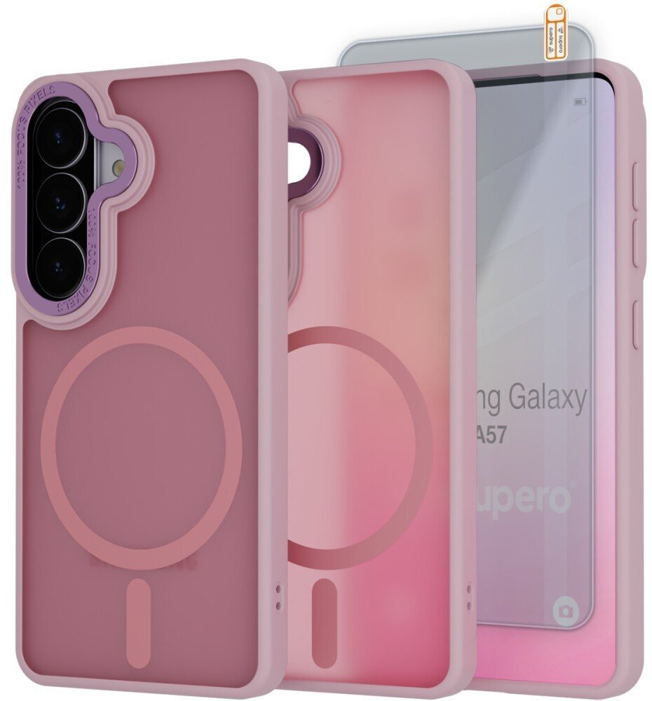 SUPERO Etui matowe Supero MagSafe do Samsung Galaxy A57, różowe + szkło