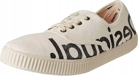 DESIGUAL BEŻOWE TRAMPKI DAMSKIE Z CZARNYM NADRUKIEM 46 JŁA