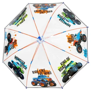 Parasol dziecięcy Perletti Cool Kids manualny długi transparentny dla chłopców wzór monster truck - Parasolki dla dzieci - miniaturka - grafika 1