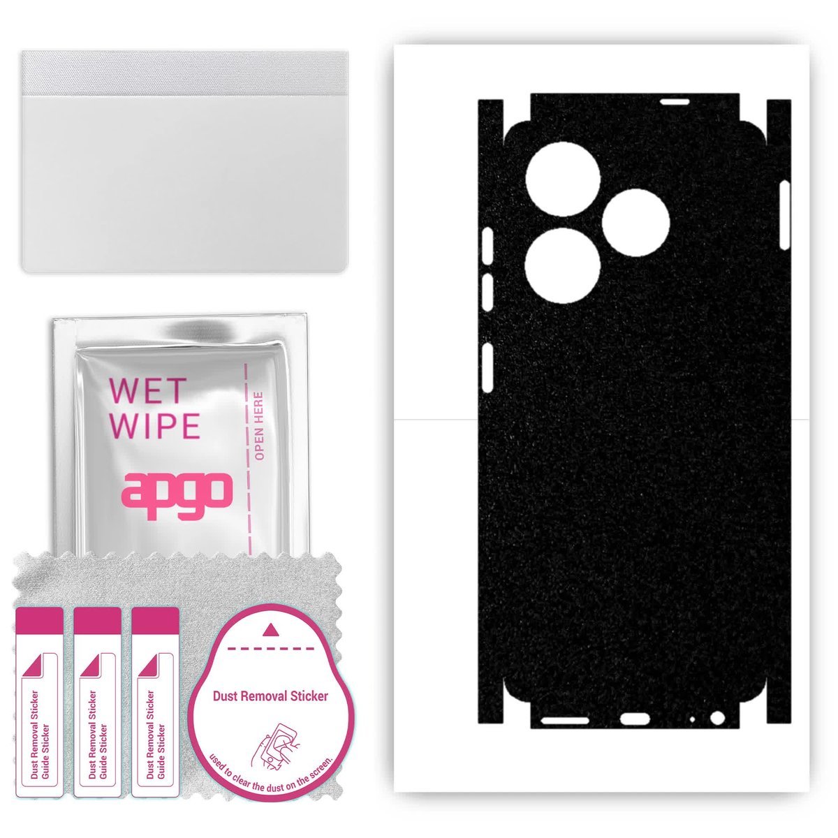 Folia naklejka skórka strukturalna na TYŁ+BOKI do Tecno Spark Go 2024 - Czarny Pastel Matowy Chropowaty Baranek - apgo SKINS