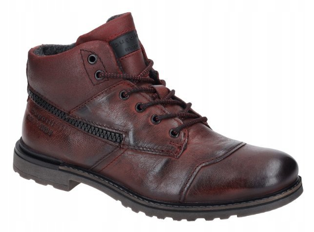 BUGATTI MĘSKIE TRZEWIKI SKÓRZANE BORDOWE 42 1ŻSG
