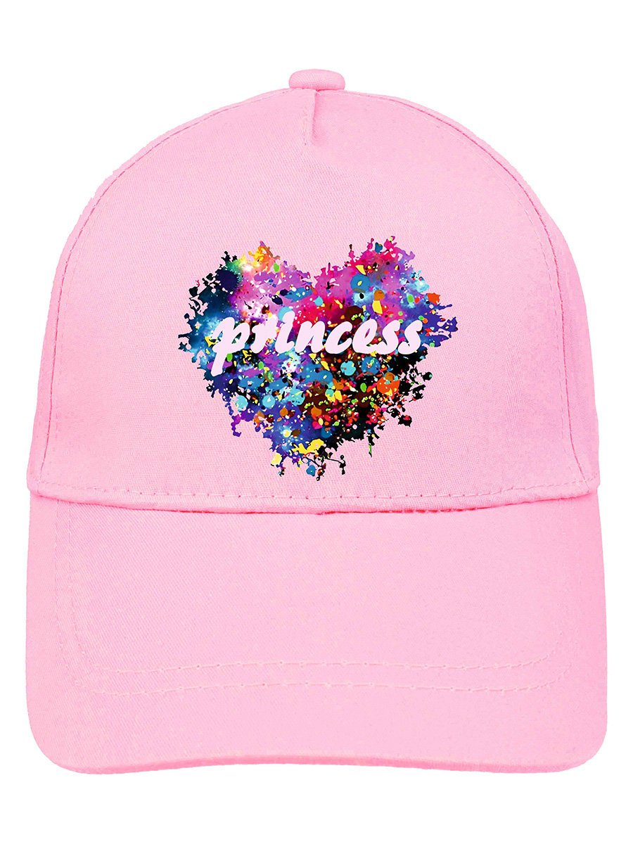 Dziewczęca czapka z daszkiem Princess serduszko różowa Ambra r.50/52