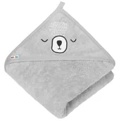 Okrycia kąpielowe dla dzieci - Ręcznik kąpielowy z kapturkiem SZARY MISIO 100x100, Akuku - miniaturka - grafika 1