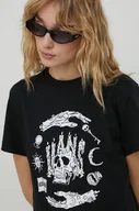 Koszulki sportowe damskie - Vans t-shirt bawełniany damski kolor czarny - miniaturka - grafika 1
