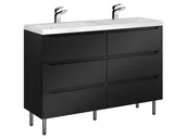 Szafki łazienkowe - Szafka Stojąca Z Umywalką ETH 120 cm DUO - Czarny Mat - miniaturka - grafika 1