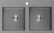 Zlewozmywaki - Mexen Hektor zlewozmywak granitowy 2-komorowy 800 x 490 mm, szary, syfon chrom - 6521802000-71 - miniaturka - grafika 1