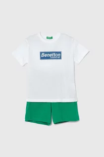 Dresy i komplety dla chłopców - United Colors of Benetton komplet bawełniany dziecięcy kolor zielony - grafika 1