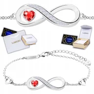 Bransoletki - Srebrna Bransoletka z Czerwona Cyrkonia Nieskończoność Miłość SREBRO 925 - miniaturka - grafika 1