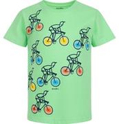 Koszulki męskie - Męski t-shirt z krótkim rękawem, z rowerami, zielony - miniaturka - grafika 1