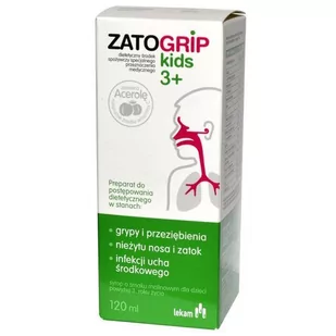 LEK-AM PRZEDSIĘBIORSTWO FARMACEUTYCZNE SP. Z O.O. Zatogrip kids, syrop o smaku malinowym dla dzieci powyżej 3 roku życia, 120 ml - Przeziębienie i grypa - miniaturka - grafika 1