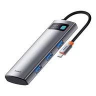 Adaptery i przejściówki - 7w1 HUB Adapter Metal Gleam Series USB-C do USB-C PD 3x USB-A HDMI SD TF szary - miniaturka - grafika 1