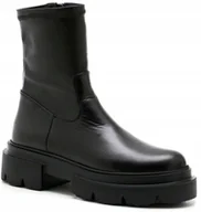 Botki damskie - CZARNE MODNE BOTKI WORKERY CARINII B9444 SKÓRA PŁASKI OBCAS R.40 - miniaturka - grafika 1