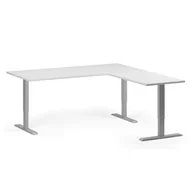 Biurka - Stół z regulacją wysokości, 3 silniki, 745 - 1215 mm, narożnik L/P, blat 1800 x 1800 mm, podstawa szara, biały - miniaturka - grafika 1