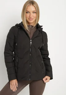 Czarna Kurtka Przejściowa z Kapturem i Ozdobnym Pikowaniem Cilvessa - Kurtki damskie - miniaturka - grafika 1
