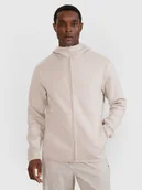 Bluzy męskie - 4F Bluza dresowa rozpinana z kapturem męska - beżowa 3XL - miniaturka - grafika 1