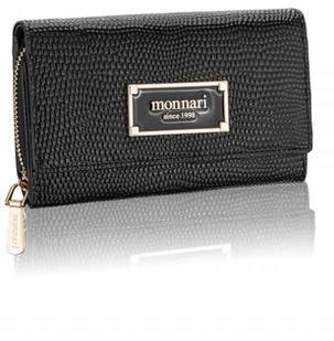 PORTFEL DAMSKI SKÓRZANY MONNARI CZARNY LAKIER CROCO SKÓRA NATURALNA - Portfele - miniaturka - grafika 1
