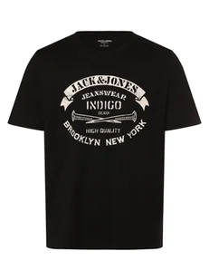 Jack & Jones Koszulka męska - JJEJeans Mężczyźni Bawełna czarny nadruk, S - Koszulki męskie - miniaturka - grafika 1