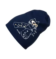 Czapki damskie - Czapka cienka dla dziecka, z kotem bohaterem, granatowa - miniaturka - grafika 1