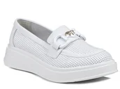 Półbuty damskie - Półbuty damskie skórzane wsuwane na platformie białe S.BARSKI LR720-41 - miniaturka - grafika 1