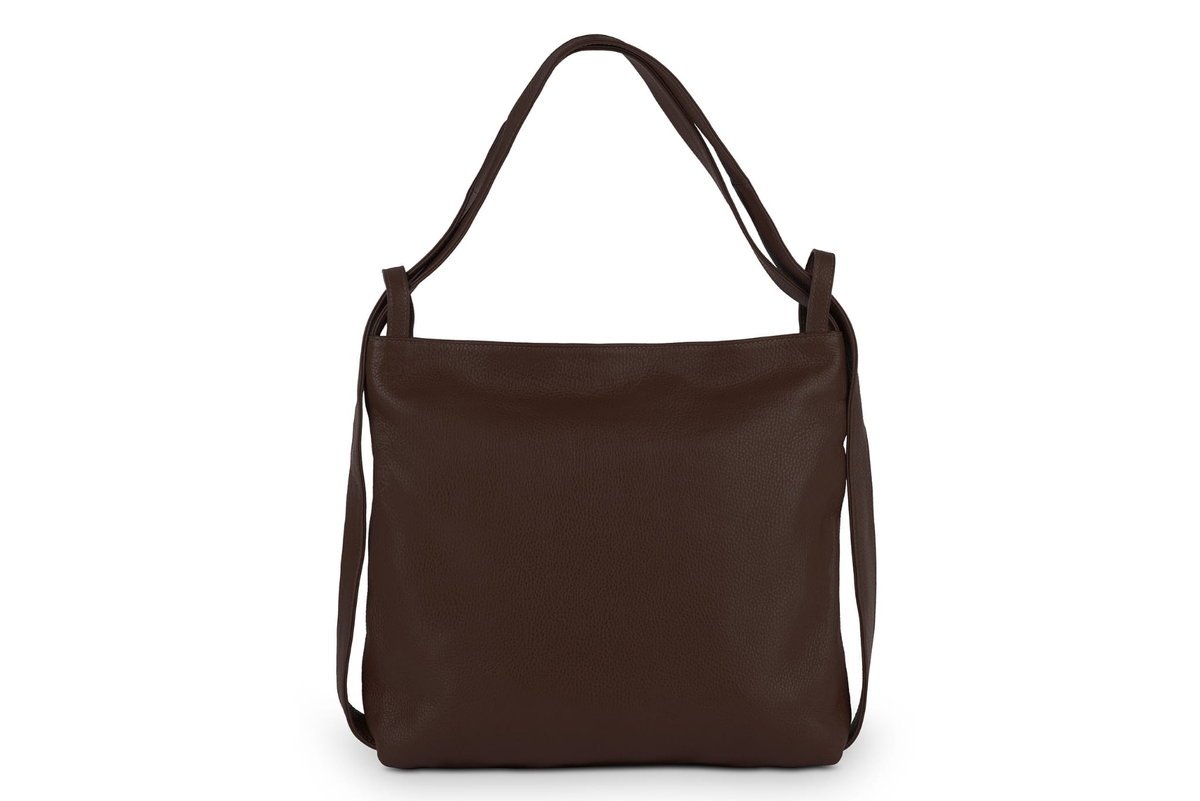 Torba Plecak Damska Skórzana Vera Pelle Zaino Choco