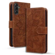 Etui i futerały do telefonów - Etui na telefon z wytłaczanej skóry cielęcej z wytłoczoną mandalą Brown For Samsung Galaxy A36 / A56 - miniaturka - grafika 1