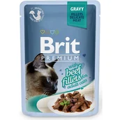 Mokra karma dla kotów - Brit Premium Kot Premium with Beef Fillets for Adult Cats GRAVY 85g - miniaturka - grafika 1