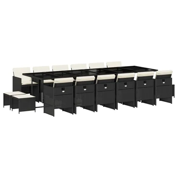 Zestaw mebli ogrodowych rattan PE czarny 330x106x73 cm
