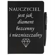 Notesy i bloczki - CZARNY NOTES + DŁUGOPISE NAUCZYCIEL JEST JAK DIAMENT Dla Nauczyciela Wzory - miniaturka - grafika 1