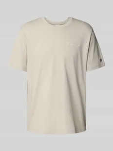T-shirt z wyhaftowanymi logo i okrągłym dekoltem - Koszulki męskie - miniaturka - grafika 1