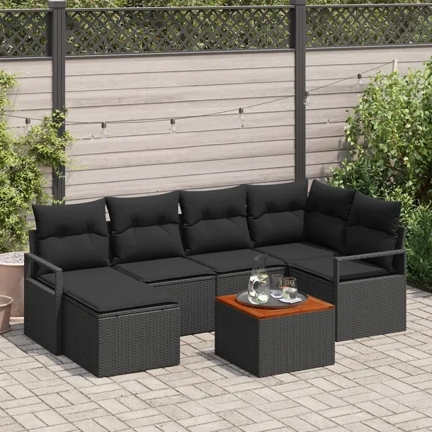 Zestaw Modularnych Sof Ogrodowych z Rattanu, Czarny, 100/110x70 cm