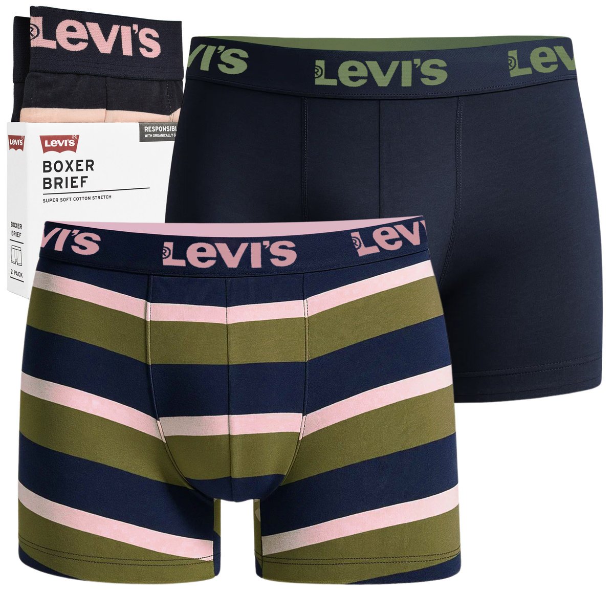 Levi's Bokserki Męskie BLUE COMBO Bawełna 2 Pak Rozmiar M