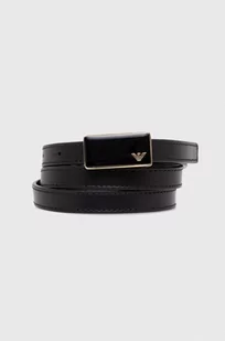 Emporio Armani pasek skórzany damski kolor czarny - Paski - miniaturka - grafika 1