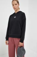 Bluzy damskie - New Balance bluza damska kolor czarny z kapturem z nadrukiem - miniaturka - grafika 1