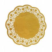 Dekoracje i nakrycia stołu na imprezę - Serwetki ozdobne złote podkład pod tort 36cm 4 szt - miniaturka - grafika 1